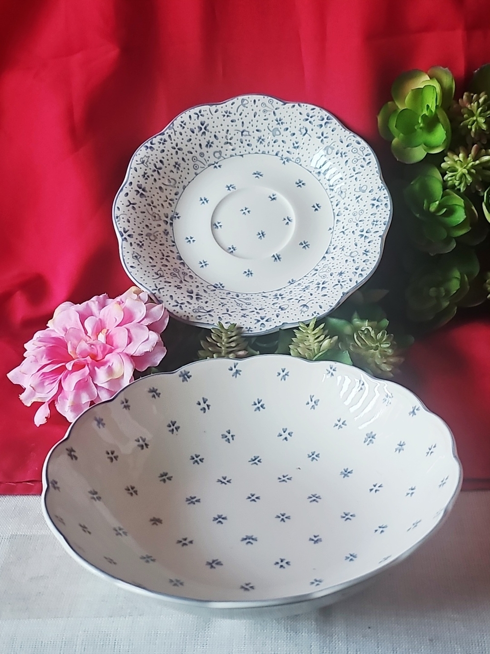 Nikko Japan American Country Dena Soup Bowl and Scalloped Saucer set
